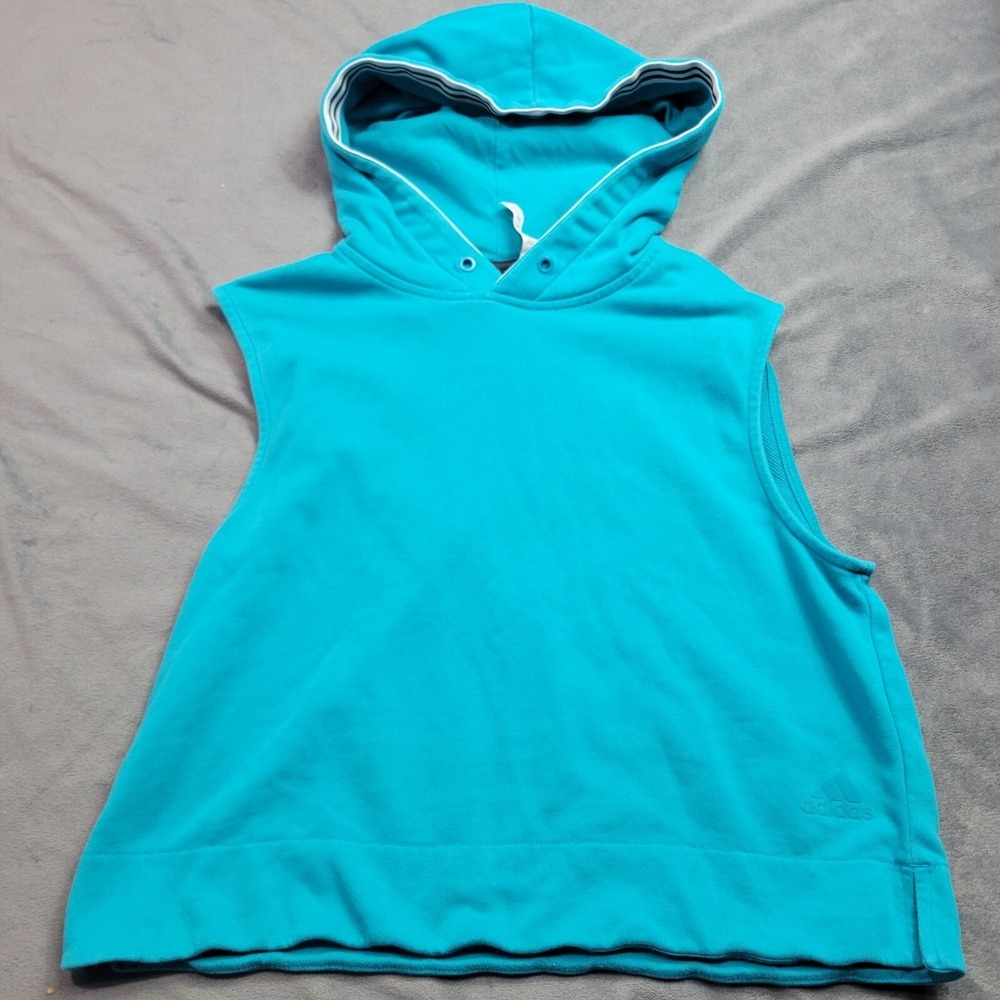 Adidas Sleeveless Turquoise Hoodie Top Womens
